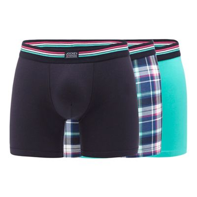 Big and tall pack of three assorted plain and checked print trunks